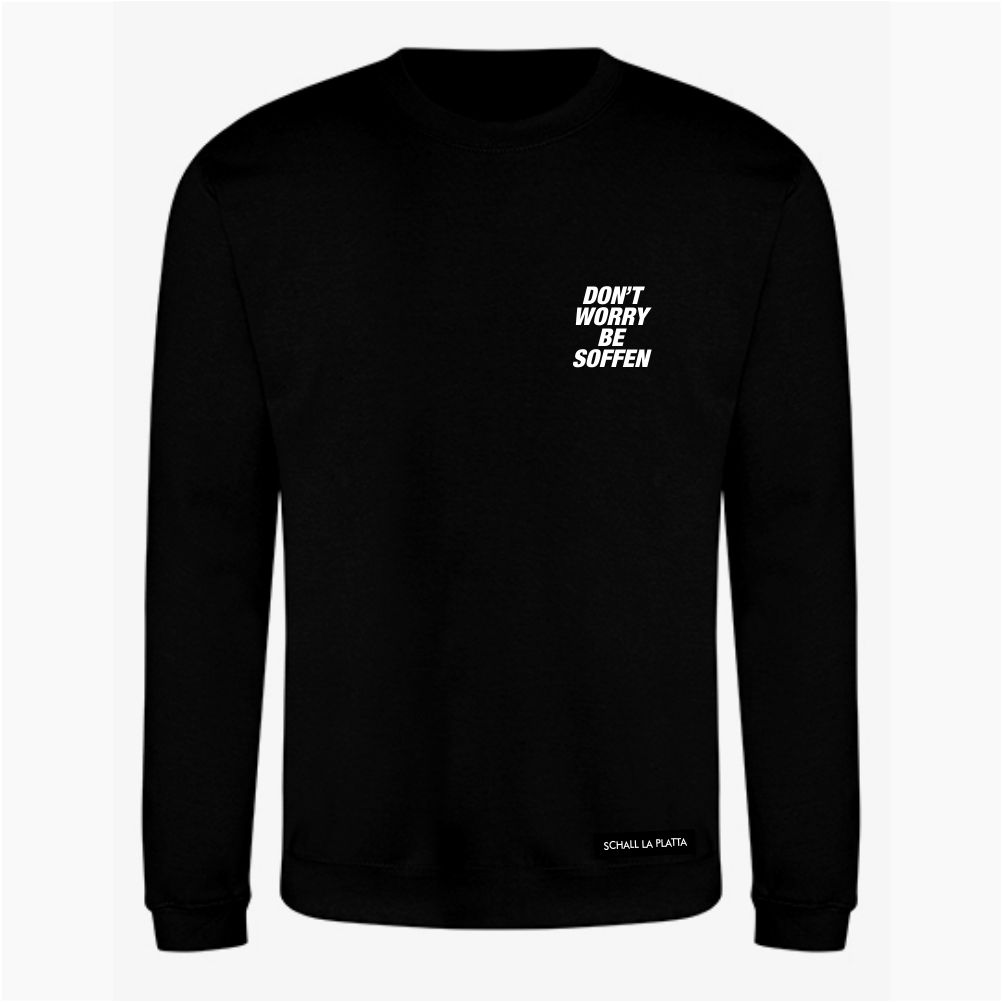 DON'T WORRY BE SOFFEN Sweater schwarz - Front&Back Print